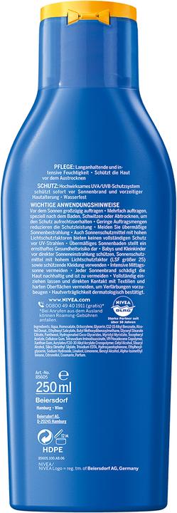 Productafbeelding NIVEA 85605 Zonnebrandcrème/nazonneproduct Zonnemelk Volwassenen (Zonnemelk, SPF 20, 250 ml)