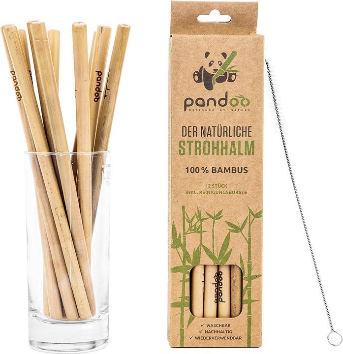 Actual product image Pandoo Straw bamboo+brush 12pcs (1 x)