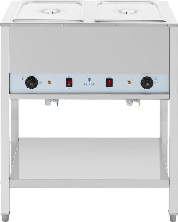 Produktbild Royal Catering Bain Marie mit Unterbau Speisenwärmer 1265 W 2 x GN 1/1 mit Deckel