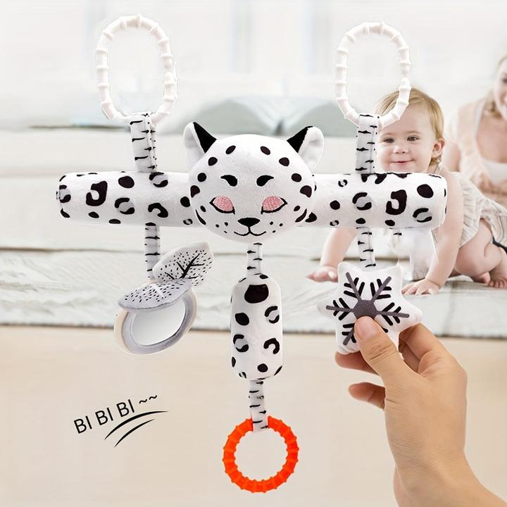 Image du produit Activity Board Jouets poussette - Noir & Blanc Pendentif Bar Crèche Visuelle avec Carillon, Tambour, Papier