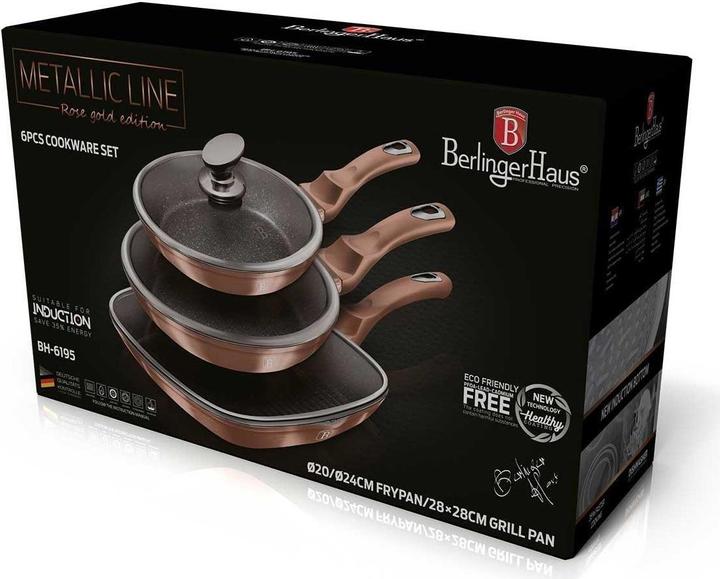 Produktbild BerlingerHaus Granite frying pan set 3pcs ROSE GOLD LINE BH-6195 (Pfannenset + Topfset)