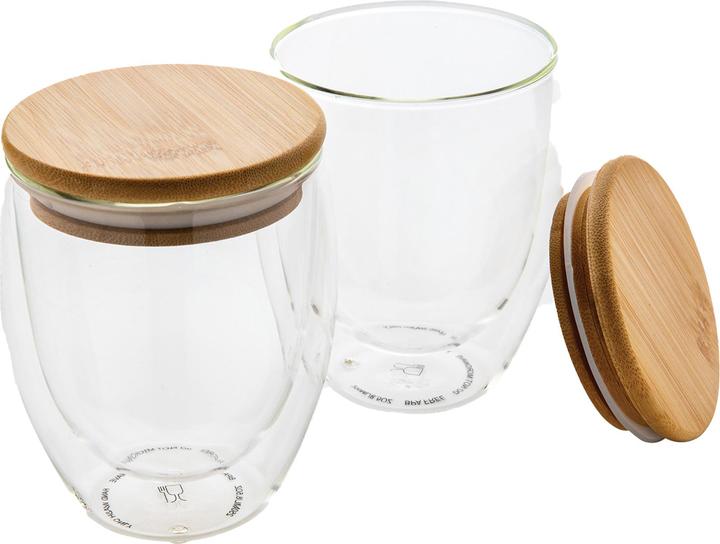 Actual product image Xd Collection Double Wall 250ml Bamboo Glass (Pack of 2) (0.25 l)