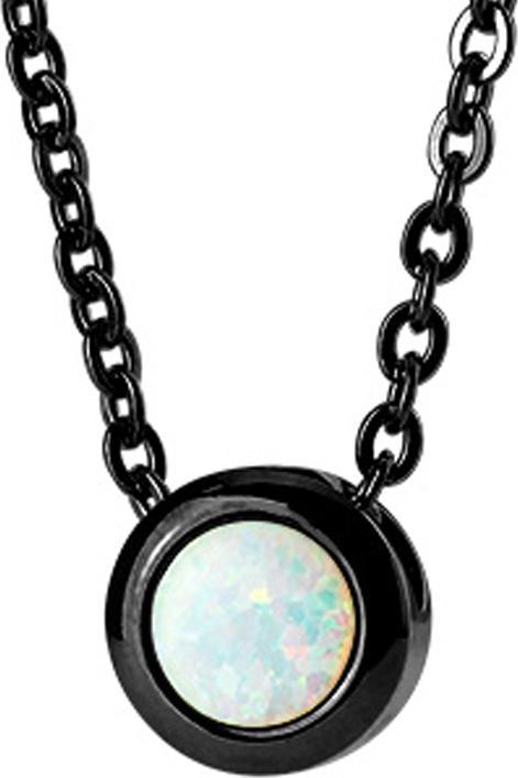 Actual product image Star Piercing Chain black pendant opal white (without brass, Surgical steel 316L)
