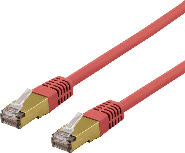 Deltaco S/FTP Cat6a patch cable delta cert LSZH 0.5m red (S/FTP, CAT6a, 0.50 m)