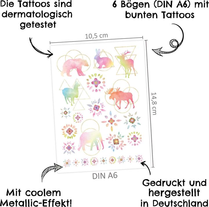 Actual product image Papierdrachen Metallic Tattoo Set