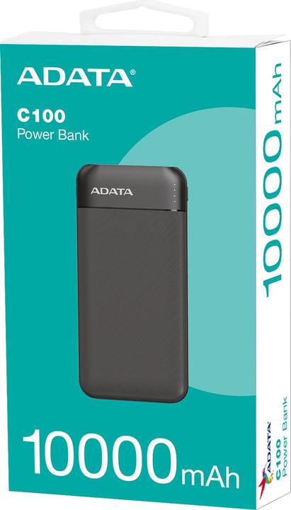 Actual product image Adata POWER BANK USB 10000MAH BLACK/PC100-14BK (10000 mAh, 20 W, 37 Wh)