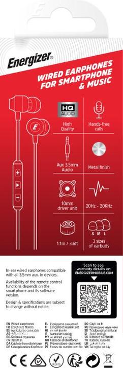 Actual product image Energizer Wired headphones - CIA10 - jack/aux 3.5 mm, rose (Cable)
