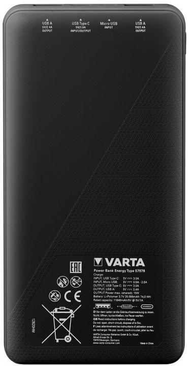 Immagine prodotto Varta Energy 20000 (20000 mAh, 15 W, 74 Wh)