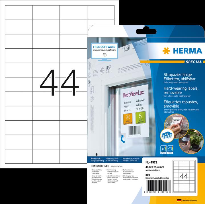 Produktbild HERMA Wetterfeste Etiketten A4 ablösbar