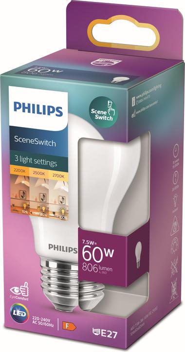 Immagine prodotto Philips Professional Lampada da 2 W a 8 W (60 W) E27 temperatura di colore variabile (E27, 7.50 W, 806 lm, 1 x, F)