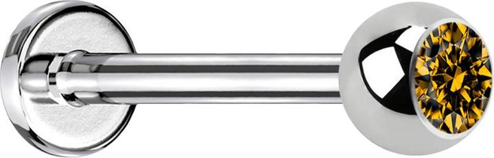 Produktbild Star Piercing Micro Labret silber mit Kugel Kristall topaz (ohne Messing, Chirurgenstahl 316L)
