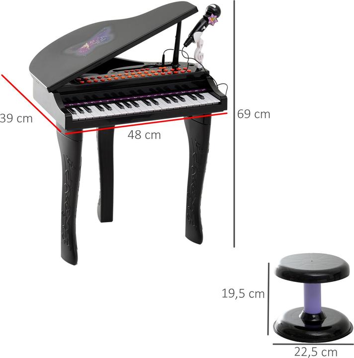 Immagine prodotto Homcom Pianoforte per bambini con microfono (Inglese, Tedesco)