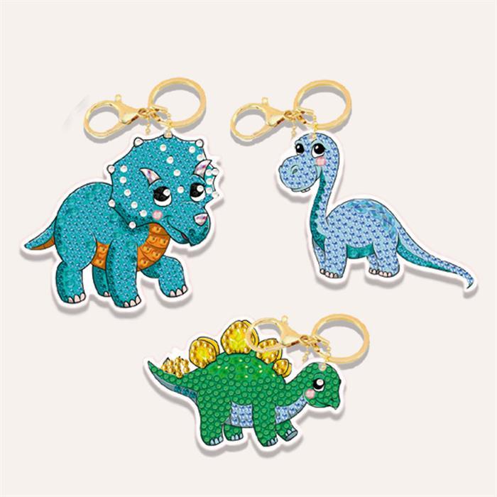 Produktbild Craft Buddy Dinosaurier Freunde, Crystal Art Schlüsselanhänger 3 Stück