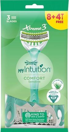 Actual product image Wilkinson My Intuition Comfort Sensitive Disposable Razor For Women 8 + 4 Pcs