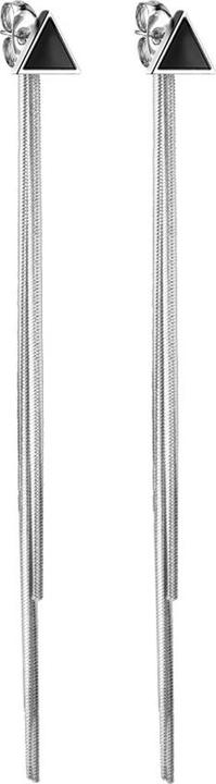 Actual product image Star Piercing Stud earrings silver triangle black pendant chain (without brass, Surgical steel 316L)