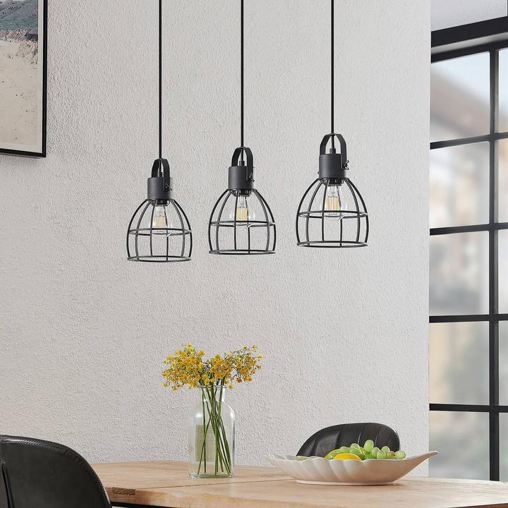 Actual product image Lindby Flintos 3 pendant light Black (E27)