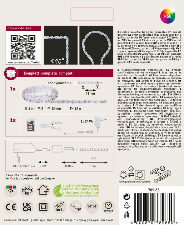 Actual product image Paulmann LED Stripes FlexLED RGB 3D 3m (RGB, 300 cm, Indoor)