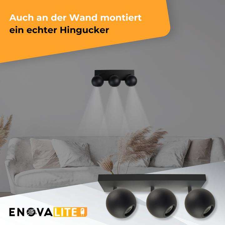 Produktbild Enovalite Deckenleuchte GLOBE, GU10-Fassung, IP20, Ø10cm, 3 flammig, schwarz (GU10)