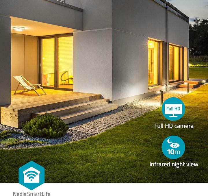Actual product image Nedis SmartLife Outdoor Camera | Wi-Fi | Ambient Light | Full HD 1080p | IP65 | Cloud Storage (optionala (1920 x 1080 Pixels)