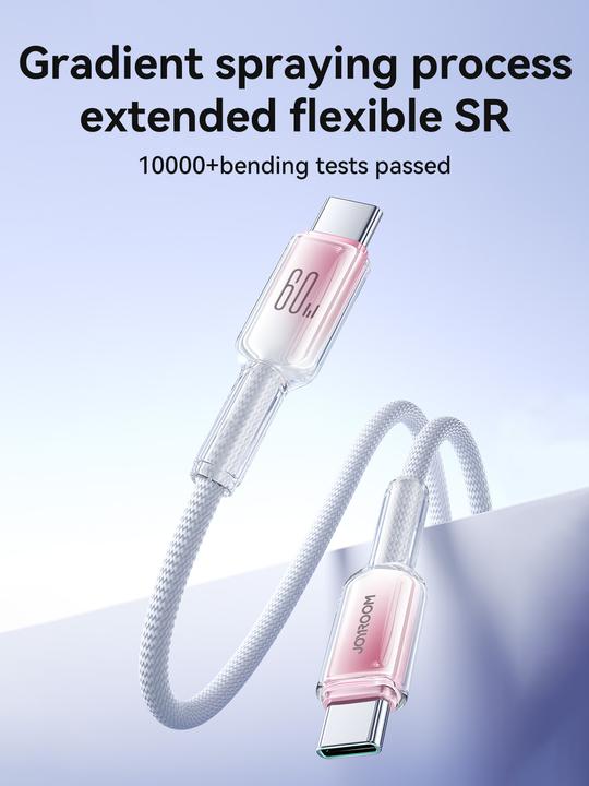 Actual product image Joyroom S-A42 Crystal Clear Series Fast Charging Data Cable Type-C to Type-C 60W 1.2m White (1.20 m)