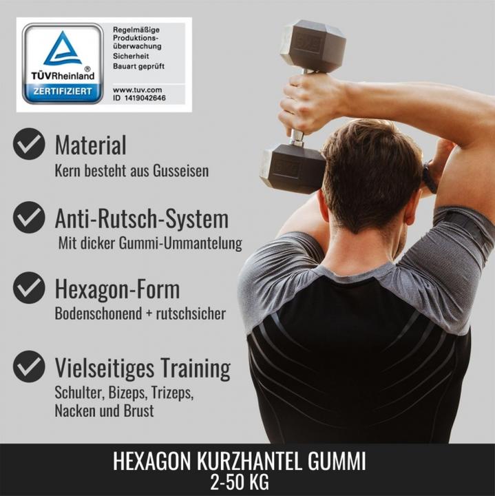 Actual product image Gorilla Sports Hexagon Rubber Studio Dumbbell (1 x 45 kg)