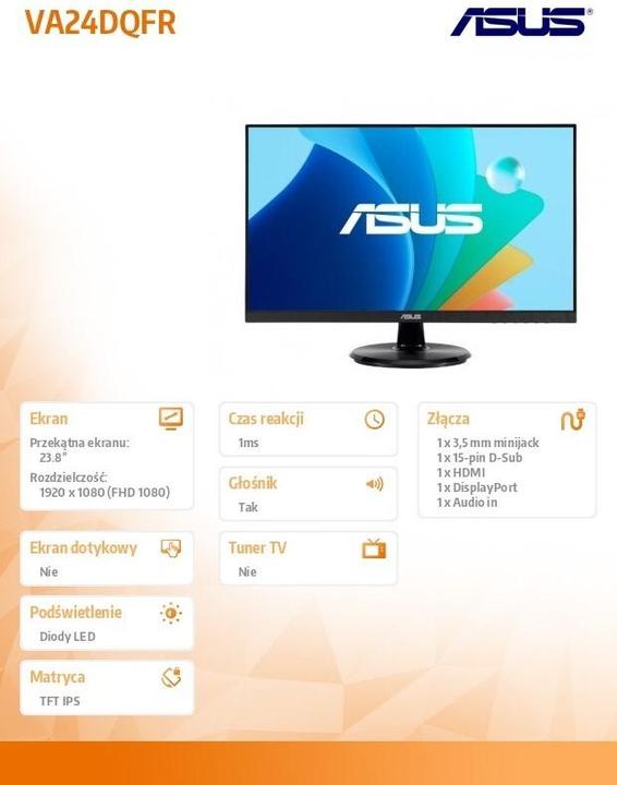 Energy Label ASUS Eye Care VA24DQFR 60.5cm (16:9) FHD HDMI DP (1920 x 1080 pixels, 23.80")