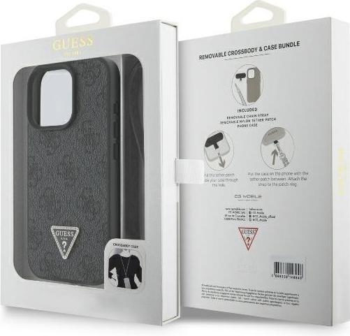 Productafbeelding Guess GUHCP16LP4TDSCPK iPhone 16 Pro 6,3" czarny/zwart hardcase Leer Metalen Logo Strass Crossbody (Apple iPhone 16 Pro)