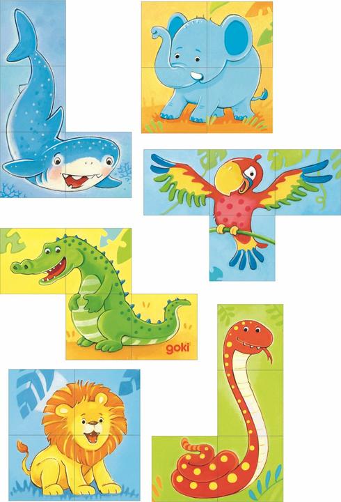 Actual product image Goki Cube Puzzle Wild Animals (4 pieces)
