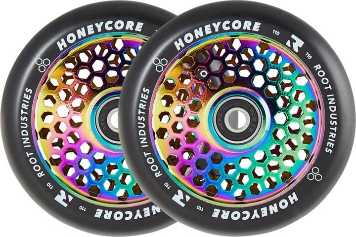 Actual product image Root Industries Root Honeycore Black 110mm Pro Scooter Wheels Neochrome