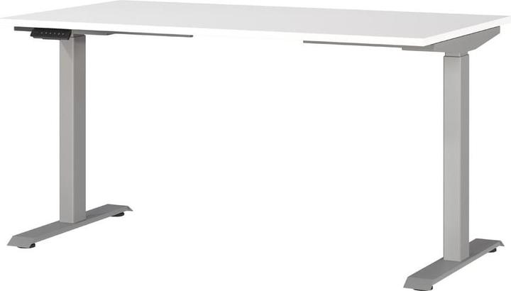 Immagine prodotto Germania Scrivania JET regolabile in altezza rettangolare bianca, struttura con gambe a T argento 140,0 x (140 x 72 cm)