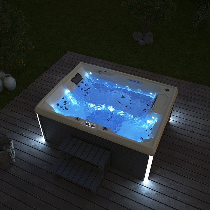 Immagine prodotto Home Deluxe Idromassaggio da esterno HOME-STAR, 24 getti massaggianti LED, gradini e copertura termica, 3 (3 pers.)