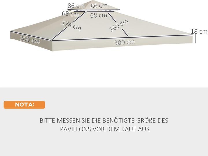 Image du produit Outsunny Toit de remplacement (300 cm, 300 cm)