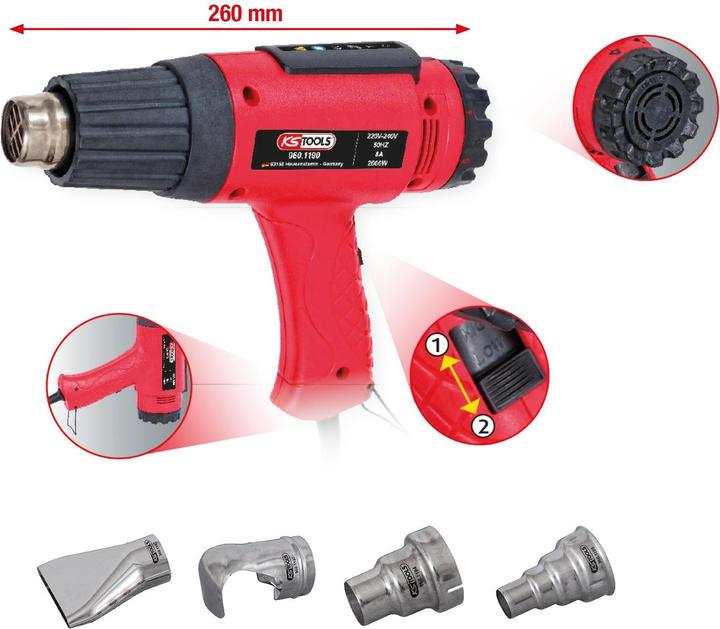 KS Tools Heissluftgebläsepistolen-Satzincl. 4 Aufsätze