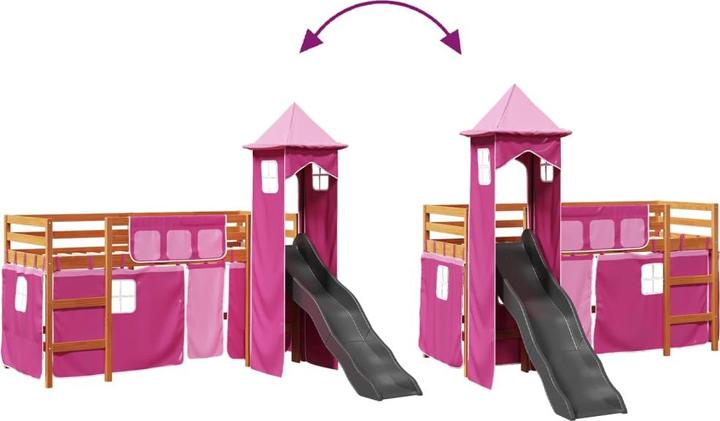 Immagine prodotto VidaXL Letto a soppalco per bambini con torre Pink (90 x 200 cm)