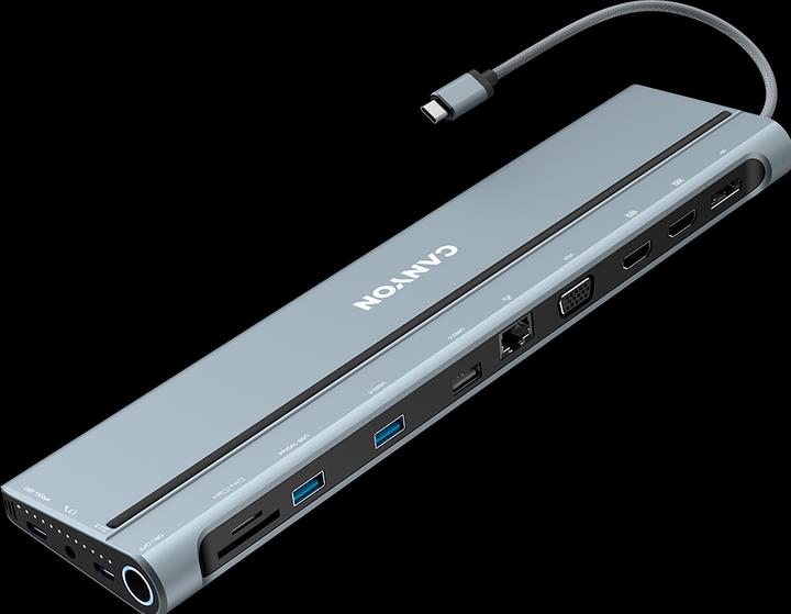 Produktbild Canyon Dockingstation USB-C -> 2xHDMI/DP/2xUSB-C//VGA (USB-C, 14 Ports)