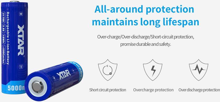 Produktbild Xtar 5000mAh 3.6V 21700 battery with PCB (1 Stk., Gerätespezifisch, 5000 mAh)