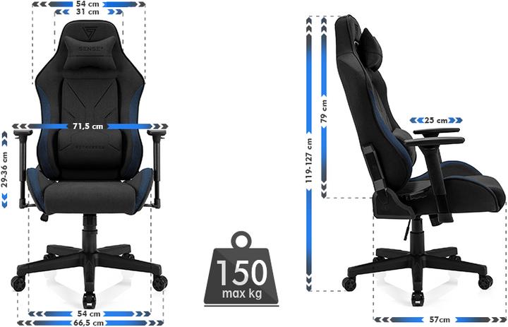 Actual product image Sense Gaming Chair Sense7 Netrunner fabric Gaming Chair, Black-Blue