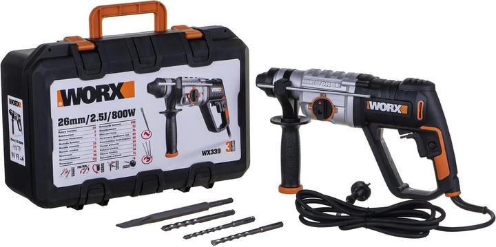 Actual product image Worx Impact drill sds + 800w 2,5j, case WX339 (Electrical connection)