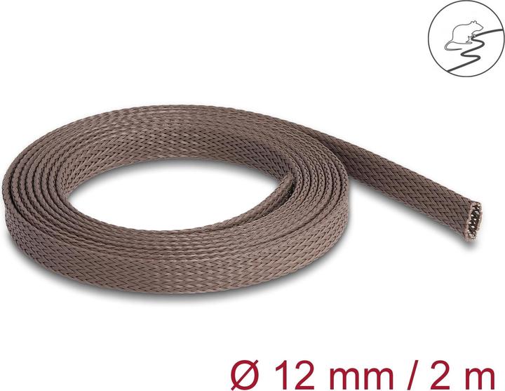 Produktbild Delock Geflechtschlauch nagerfest, 2 m x 12 mm Braun (Kabelschlauch, 200 cm)