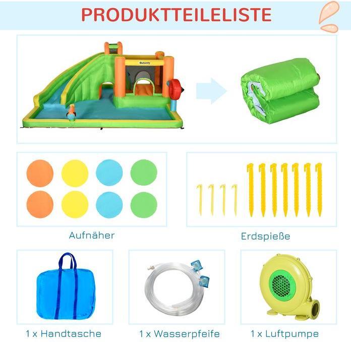 Produktbild Swisshandel24 Aufblasbare Hüpfburg, Spielburg, Sprungbereich mit Rutsche, Wasserpark für Kinder 3 bis 8 Jahre