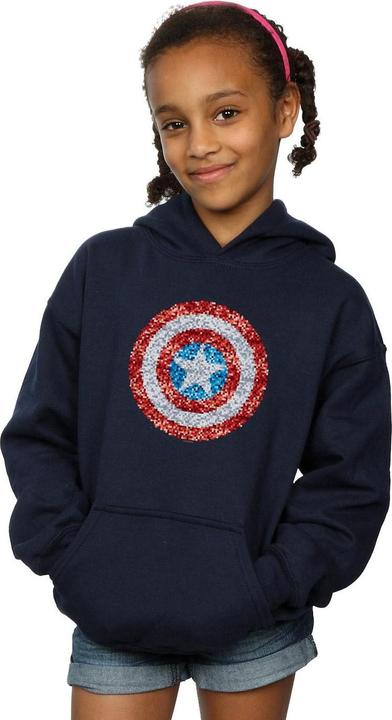 Actual product image Girls Captain America Pixelated Shield Hoodie (128)