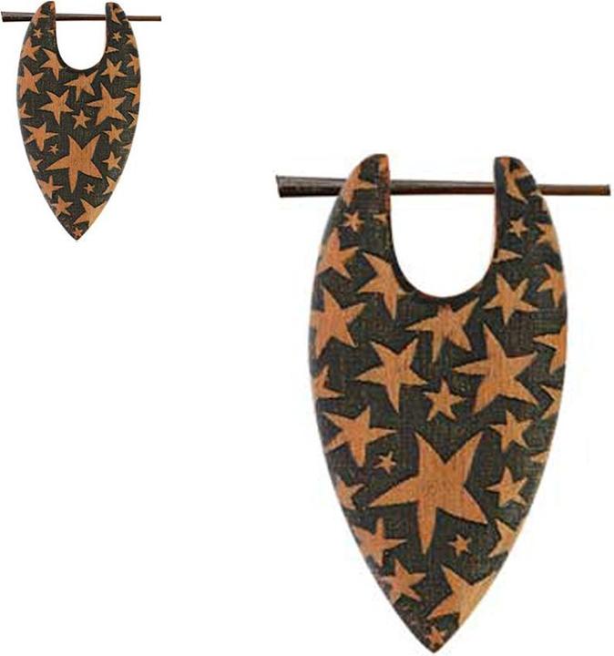 Immagine prodotto Star Piercing Orecchino Surf Stars inciso Saba Wood (senza ottone, Organico)