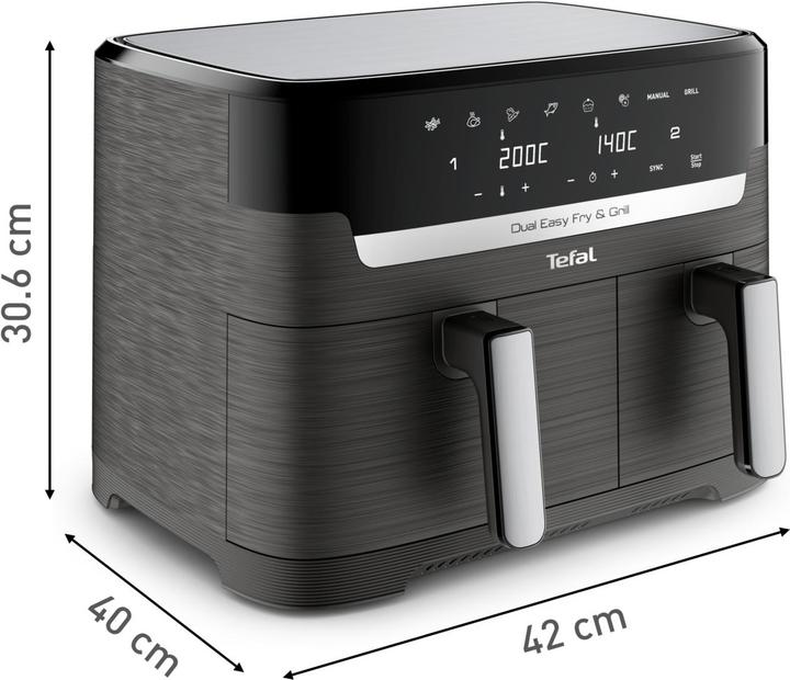 Actual product image Tefal Dual Easy Fry & Grill EY905B - Deep fryer - 2700W - 8,3L