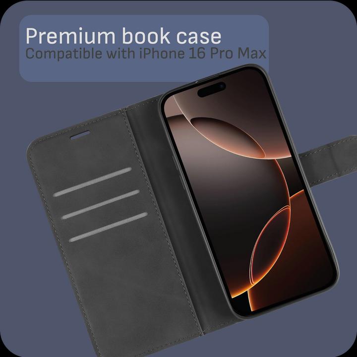 Produktbild Cazy Premium-Geldbörsen-Etui, Magnetisches Geldbörsen-Etui, Kartenfächer, Ständer (Apple iPhone 16 Pro Max)
