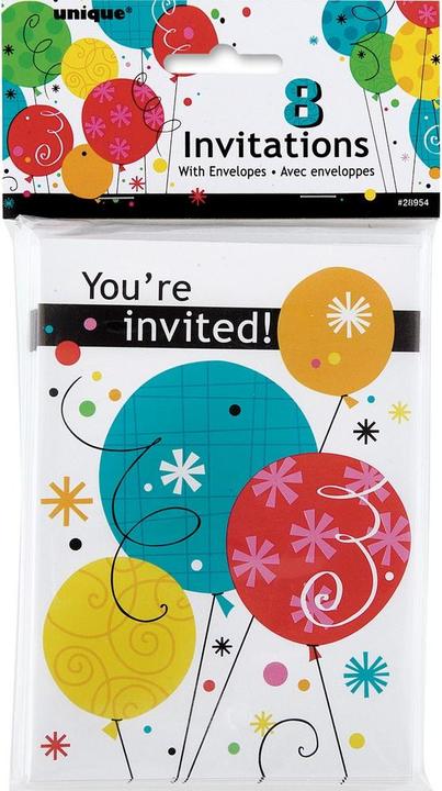Actual product image Unique Party Breezy Birthday Invitations (Pack of 8) (8 pcs.)