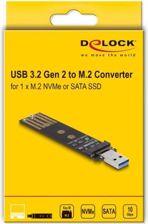 Produktbild Delock Combo Konverter für M.2 NVMe PCIe oder SATA SSD mit USB 3.2 Gen 2
