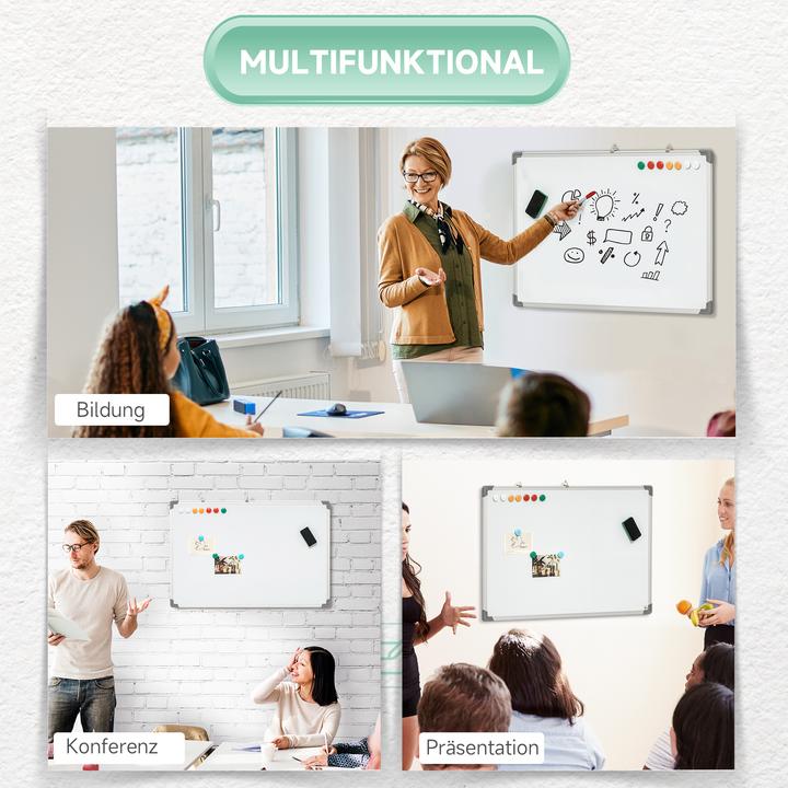 Actual product image Homcom Whiteboard with dry erase board, magnets and pens (90 x 60 cm)