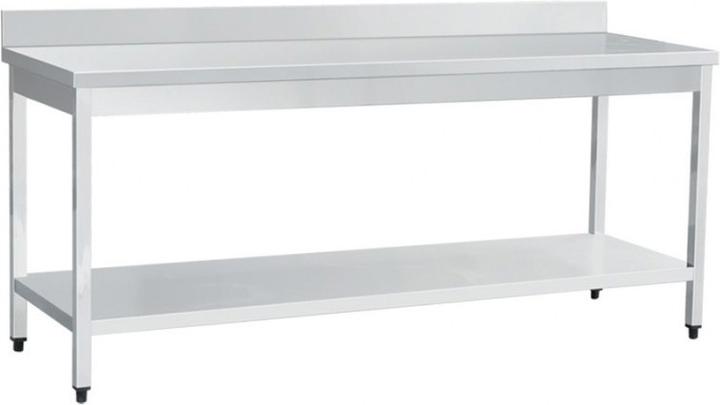 Image du produit Gastro Hero Table de travail en acier inoxydable Basic avec fond de base et rebord (120 cm, 70 cm)