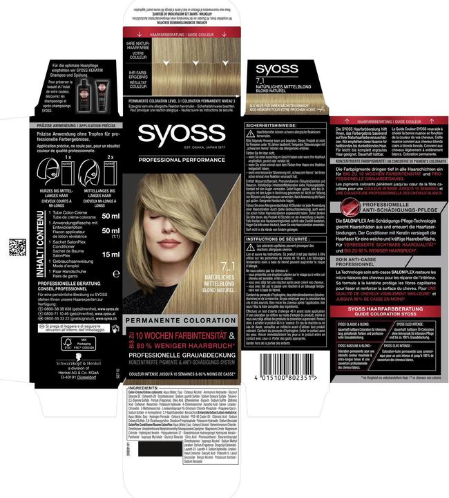 Produktbild Syoss Permanente Coloration (7_1 Natürliches Mittelblond)