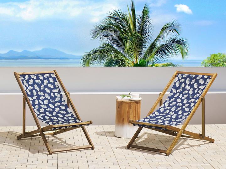 Immagine prodotto Beliani Set di 2 fodere in tessuto per lettini da giardino ANZIO / AVELLINO con motivo floreale blu navy